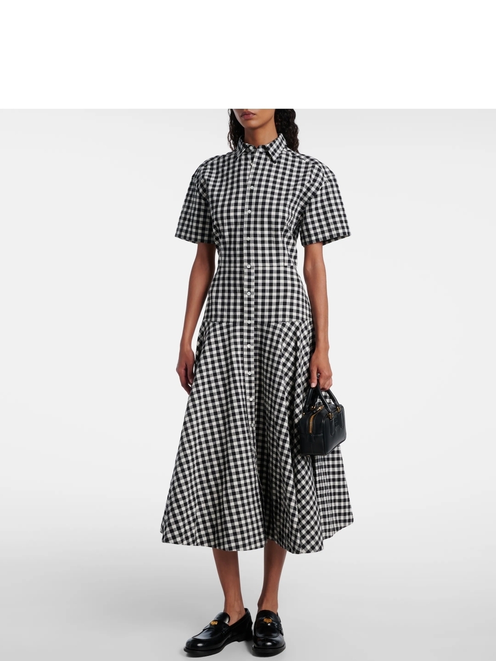 SOLD Polo by Ralph Lauren Black & White Gingham Midi Shirt Dress Size 4 NWT